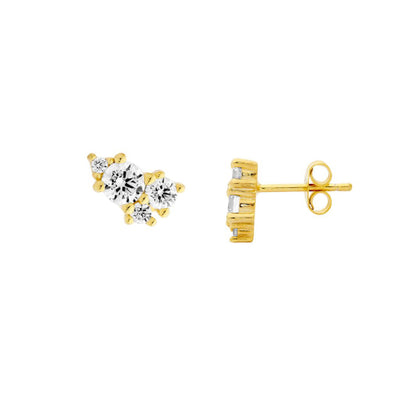 Gold plated cluster stud earrings
