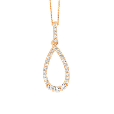 Rose plated CZ necklace