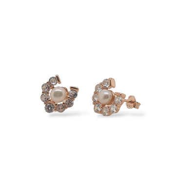 Rose gold plated pearl studs