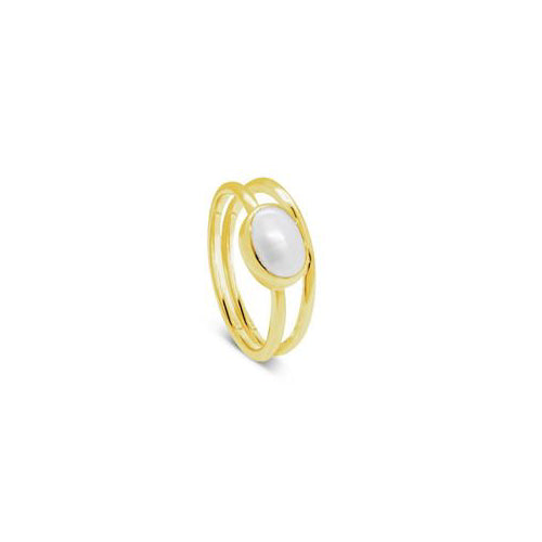Double pearl set ring