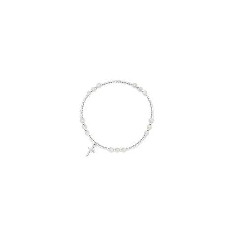 Elastic Ball Bracelet with Pearl Cross