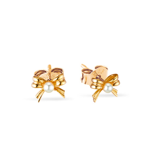 Kids Mini Bow Pearl Studs