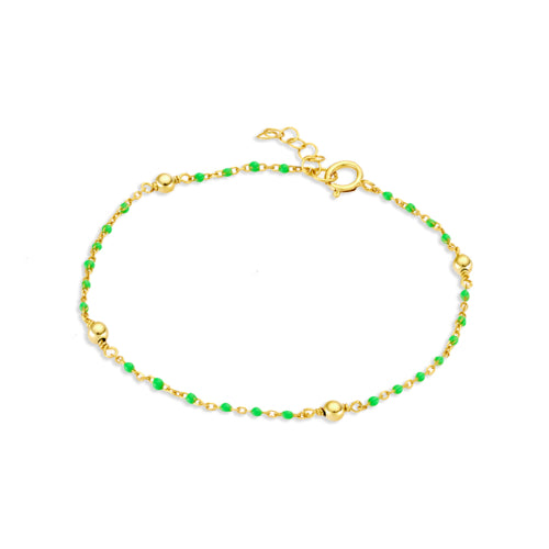 Gold plated green bead bracelet