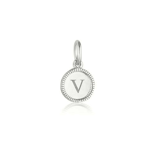 V Initial Antique Pendant
