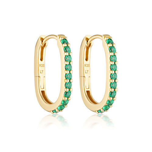 Oval Green Onyx Huggie