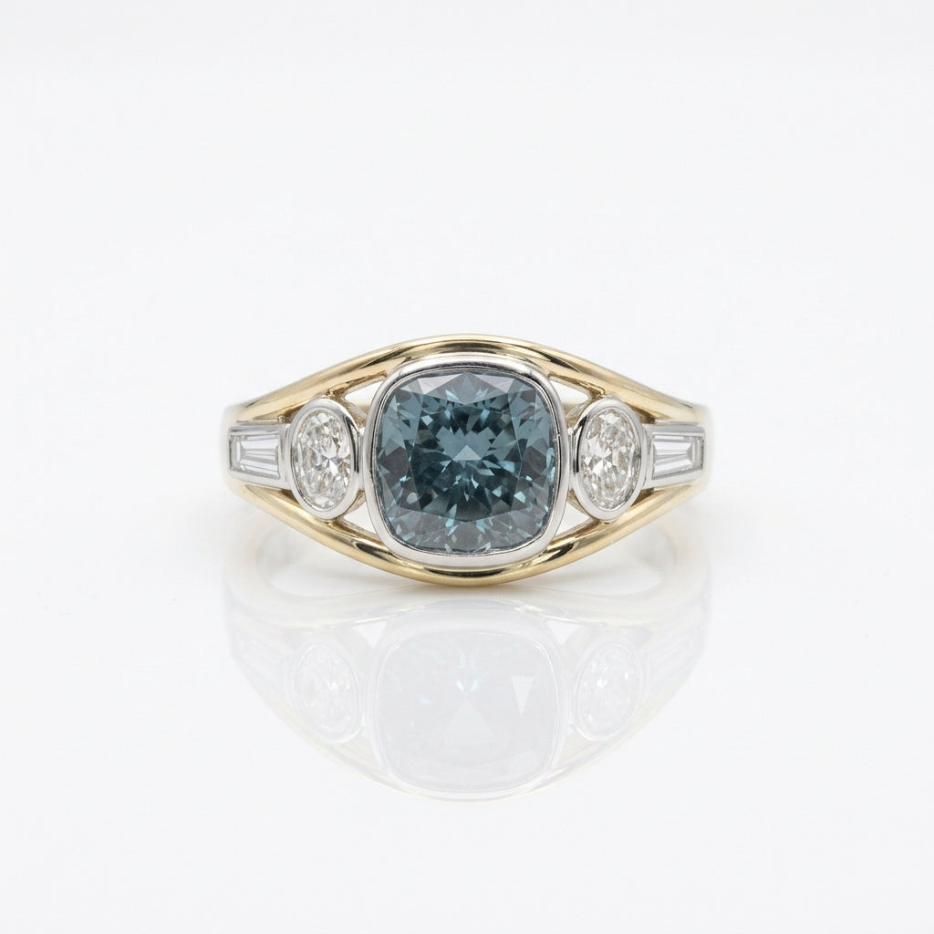 9ct Lab Grown Blue & White Diamond Ring
