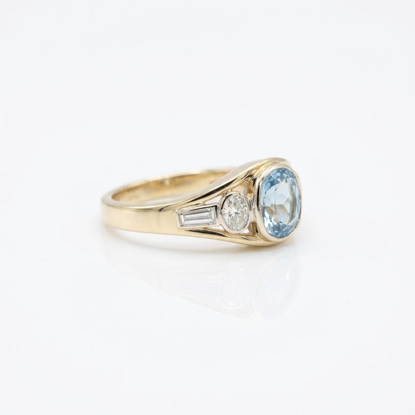 9ct Lab Grown Blue & White Diamond Ring