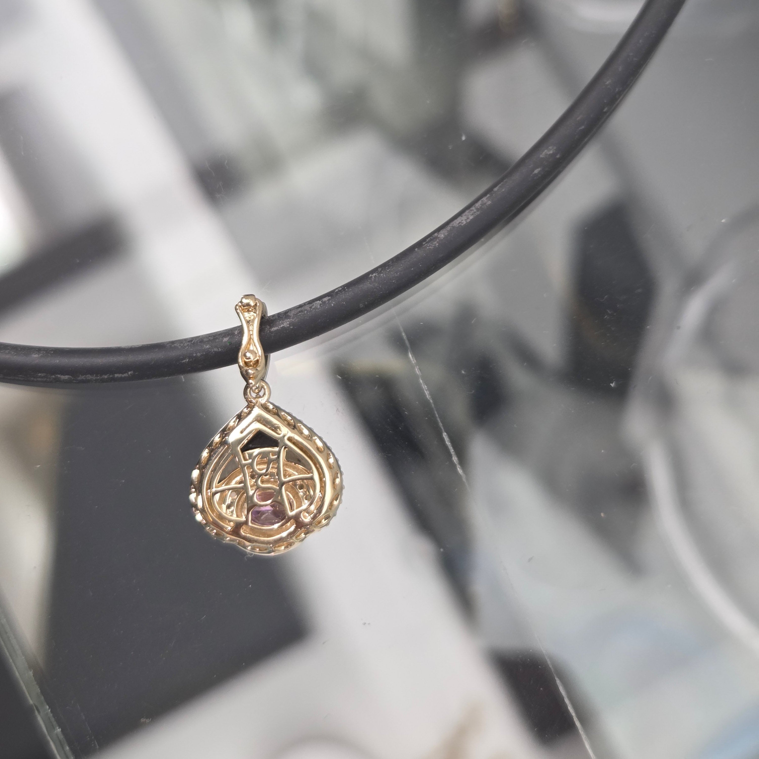 9ct Pink Topaz, Dia & Onyx Pendant