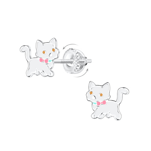 Kitty Screw Back Earrings