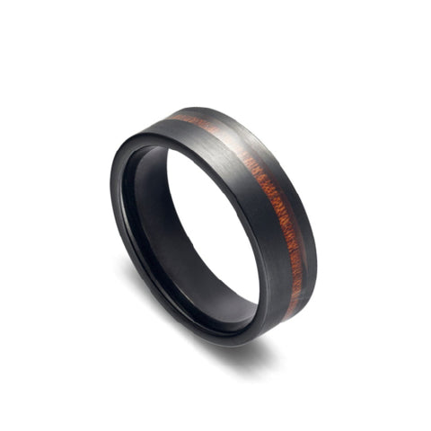 Tungsten Wood Inlay Gents Ring