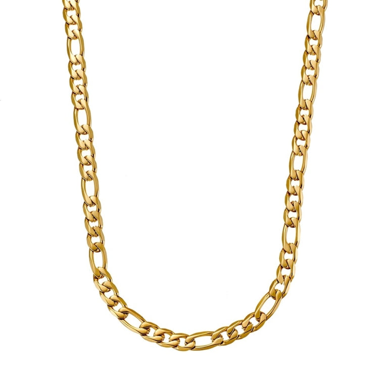 55cm Gold Figaro Steel Chain