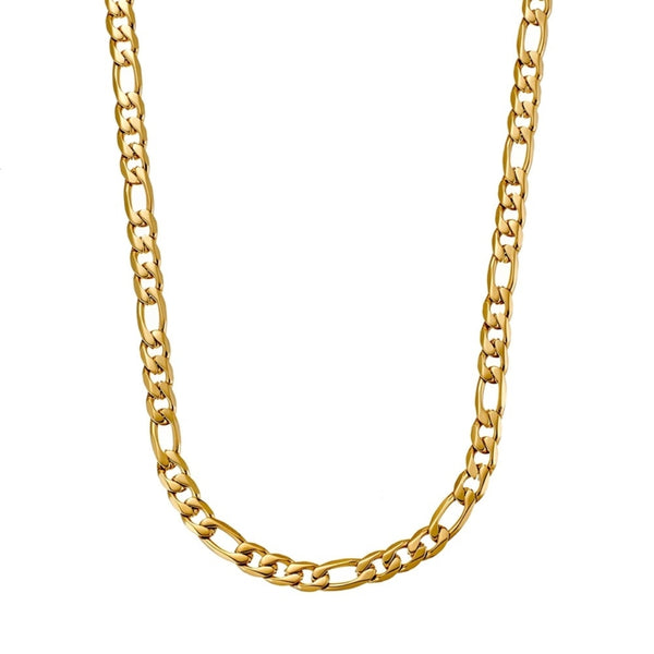 55cm Gold Figaro Steel Chain