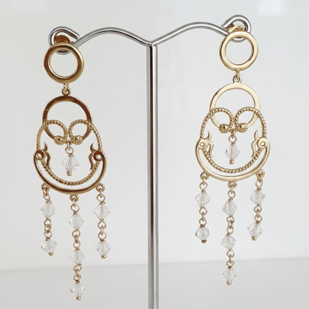 9ct gold CZ chandelier earrings