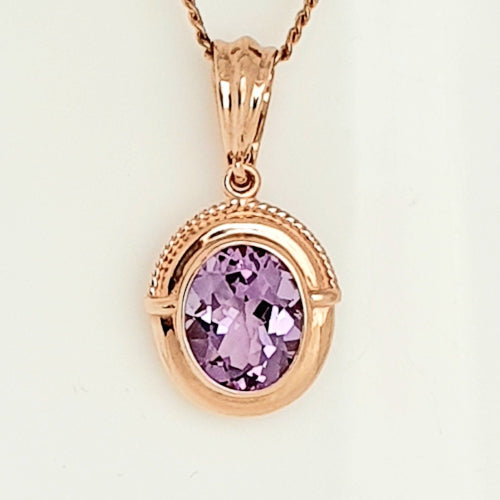 9ct rose gold Amethyst pendant