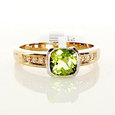 9ct yellow gold Peridot & Diamond ring