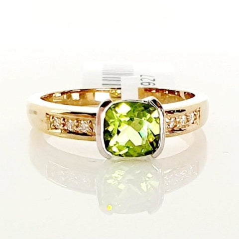 9ct yellow gold Peridot & Diamond ring