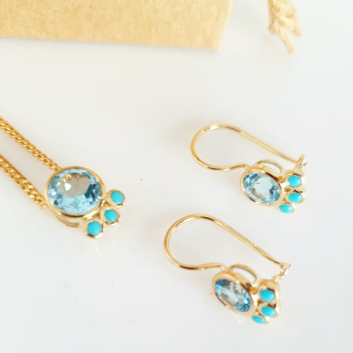 9ct Blue Topaz & Turquoise pendant. Pendant