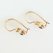 9ct yellow gold Amethyst and Diamond earrings.
