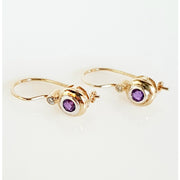 9ct yellow gold Amethyst and Diamond earrings.