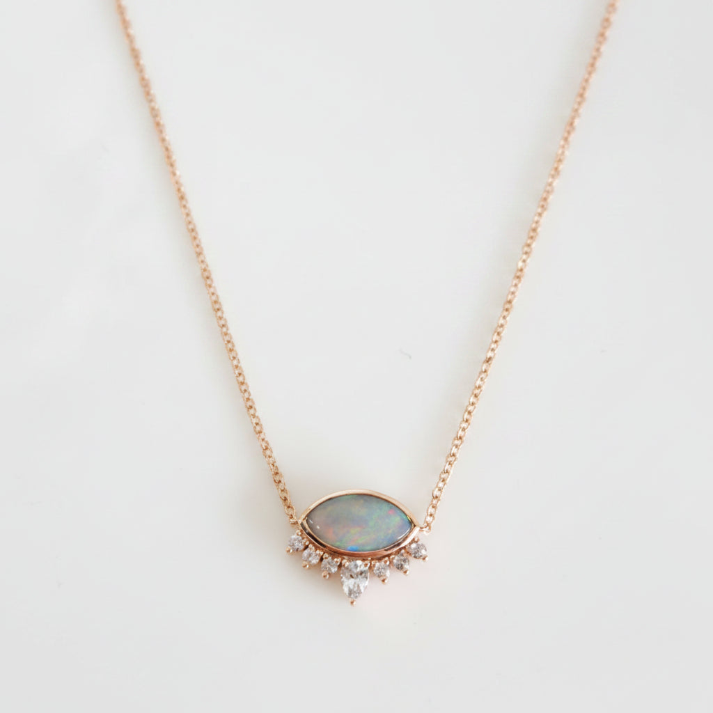 9ct Opal & White Sapphire necklace