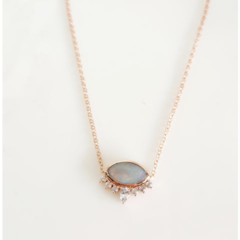 9ct Opal & White Sapphire necklace