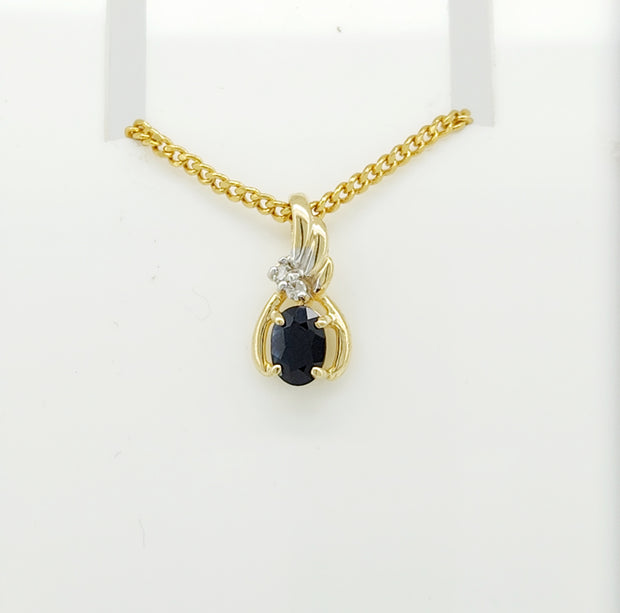 9ct Sapphire & Diamond Pendant