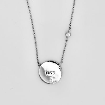 Sterling silver Love disc necklace