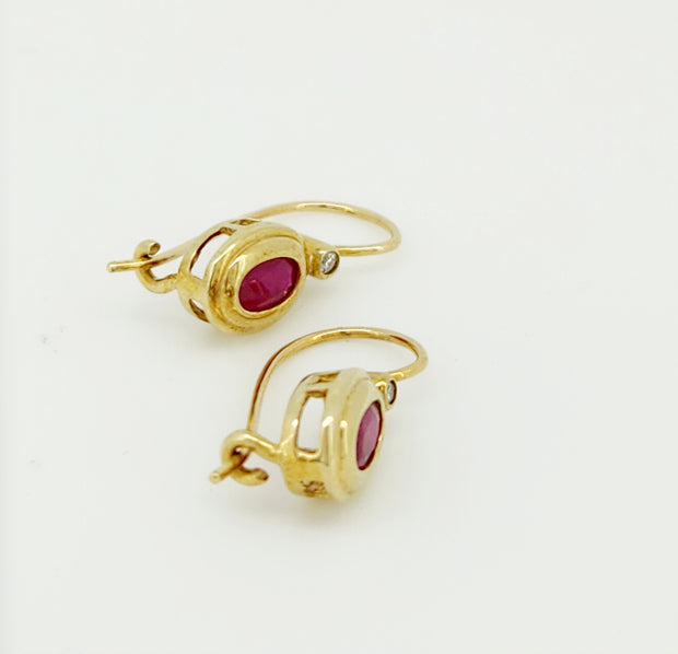 9ct Natural Ruby & Diamond earrings