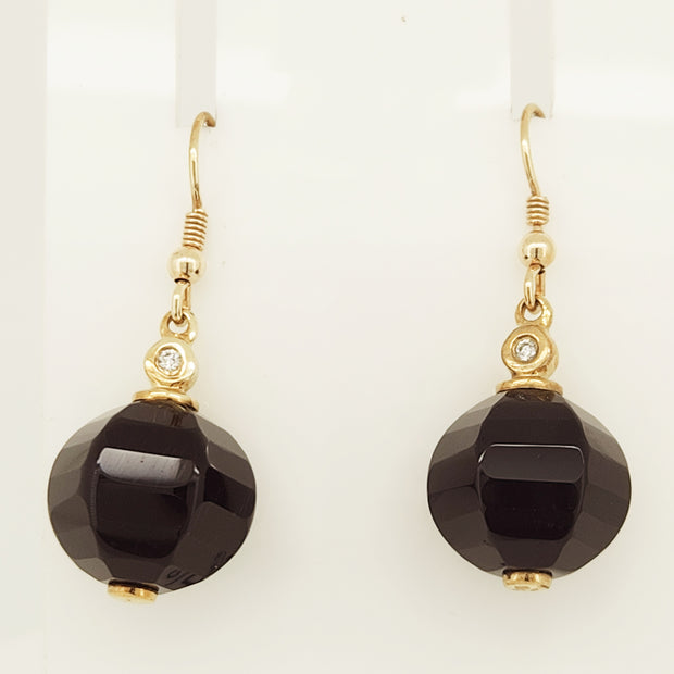9ct Onyx & Diamond earrings