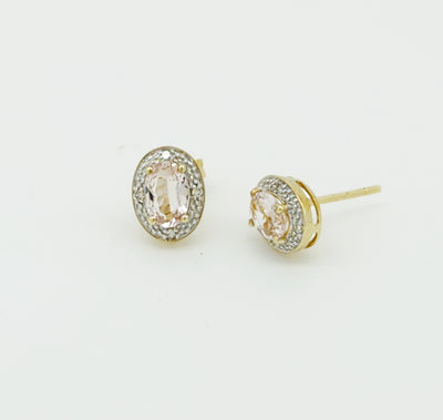 9ct Morganite & Diamond earrings