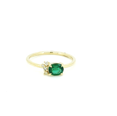 9ct Created Emerald & Diamond ring