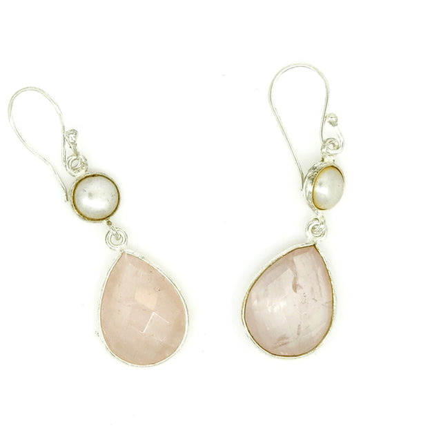 Pearl & Rose Quartz earrings