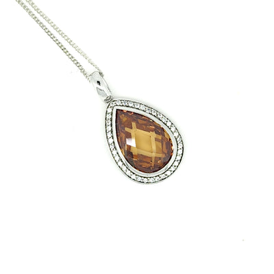 Sterling silver Amber CZ pendant