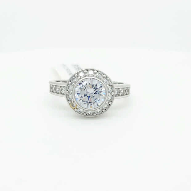 Sterling silver halo cz ring