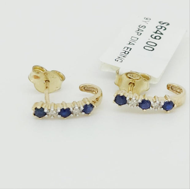 Sapphire & Diamond half hoop earrings