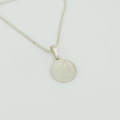 Sterling silver cupid disc pendant
