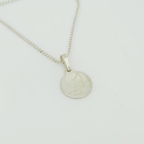 Sterling silver cupid disc pendant