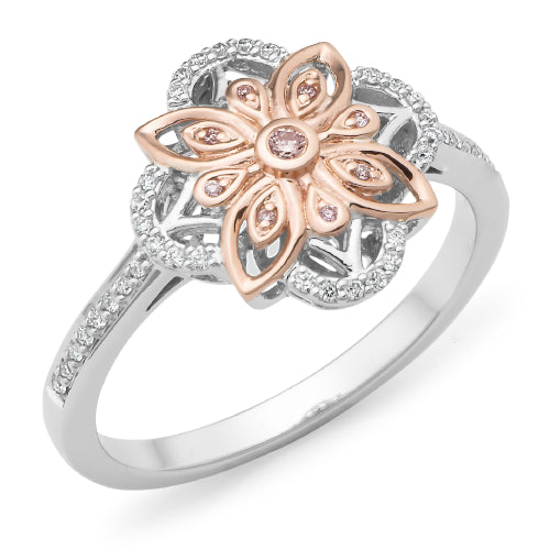 9ct Pink Caviar Diamond ring