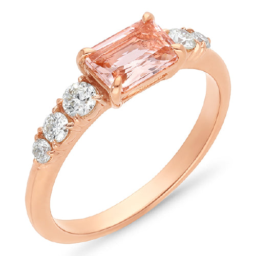 9ct Morganite & Diamond ring
