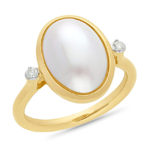 9ct Mabe Pearl & Diamond ring