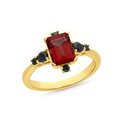 9ct Garnet & Sapphire ring