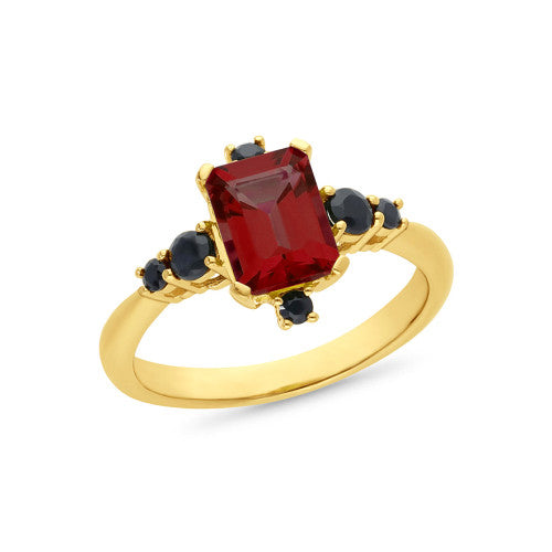 9ct Garnet & Sapphire ring