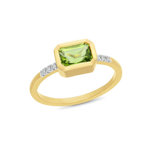 9ct Peridot & Diamond ring