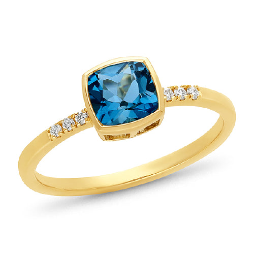 9ct London Blue Topaz & Lab Diamond Ring