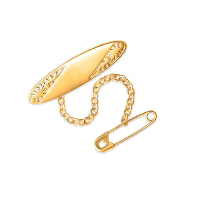 Gold plated oval baby brooch
