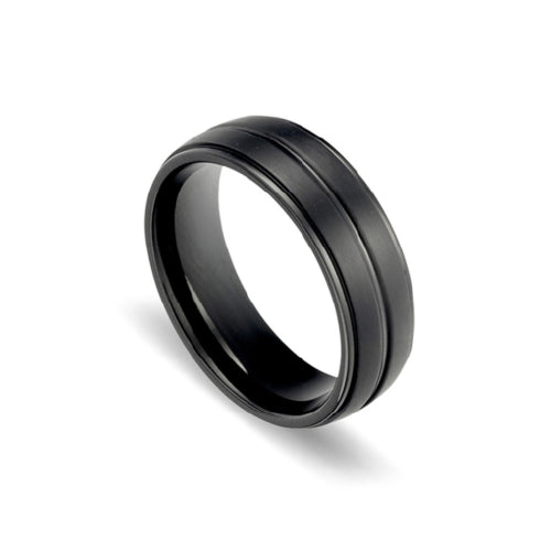 Mens Zirconium  Black Plated Ring
