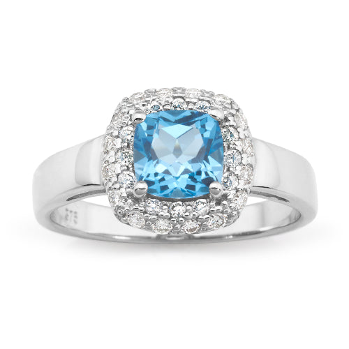 9ct Blue Topaz & Diamond ring