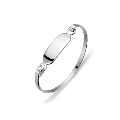 Ss Cuff Bangle W/oval Id Plate