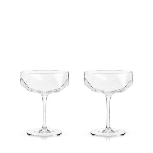 faceted crystal coupe glasses