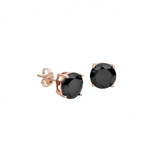 Rose gold plated Black CZ studs